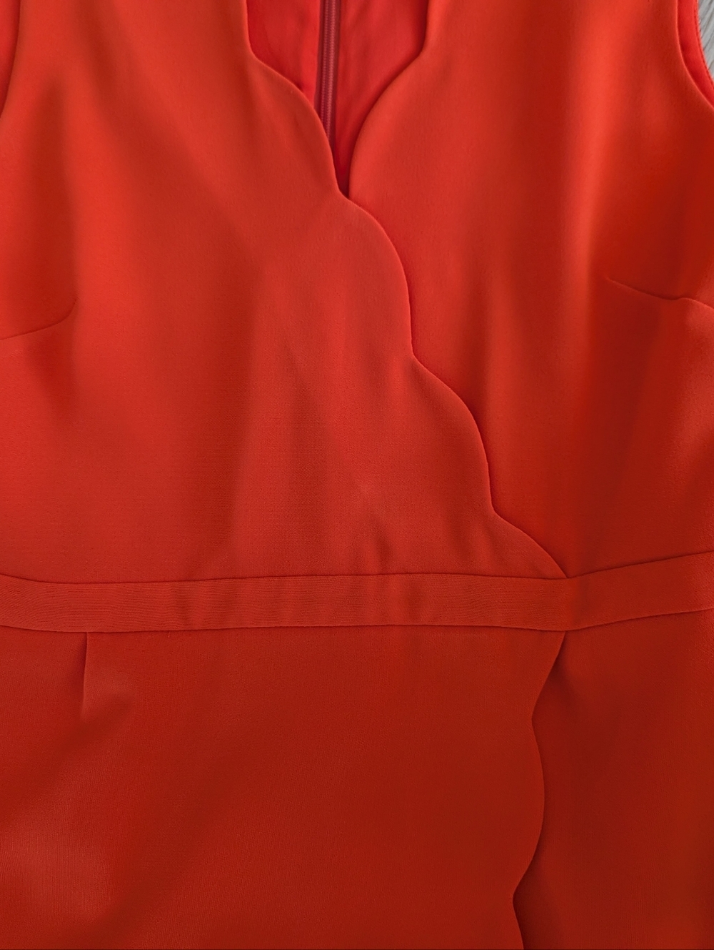 J. Crew Bright Orange Scallop-Trim Midi Dress - Picture 3 of 6